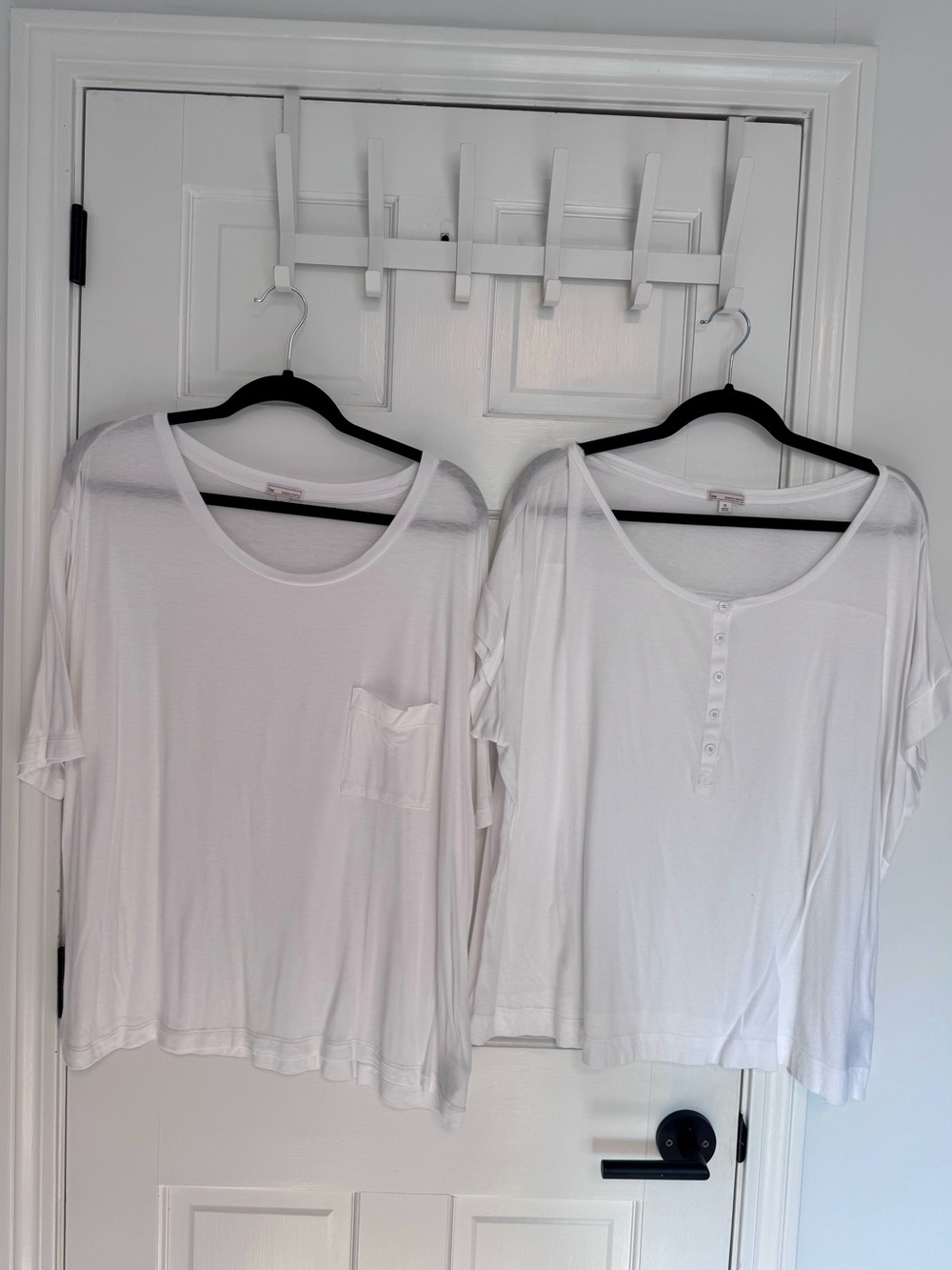 GAP | White  Tee Bundle, Scoop Neck Pocket Tee + Henley Tee, Size XL - GUC